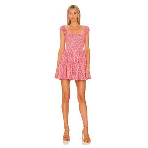 Free People Annie Mini Dress Pink Floral Smocked Size Small